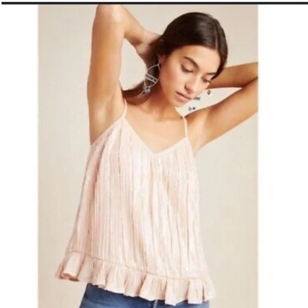 Anthropologie New with Tags pink/rose sequin tank top Women’s size 14